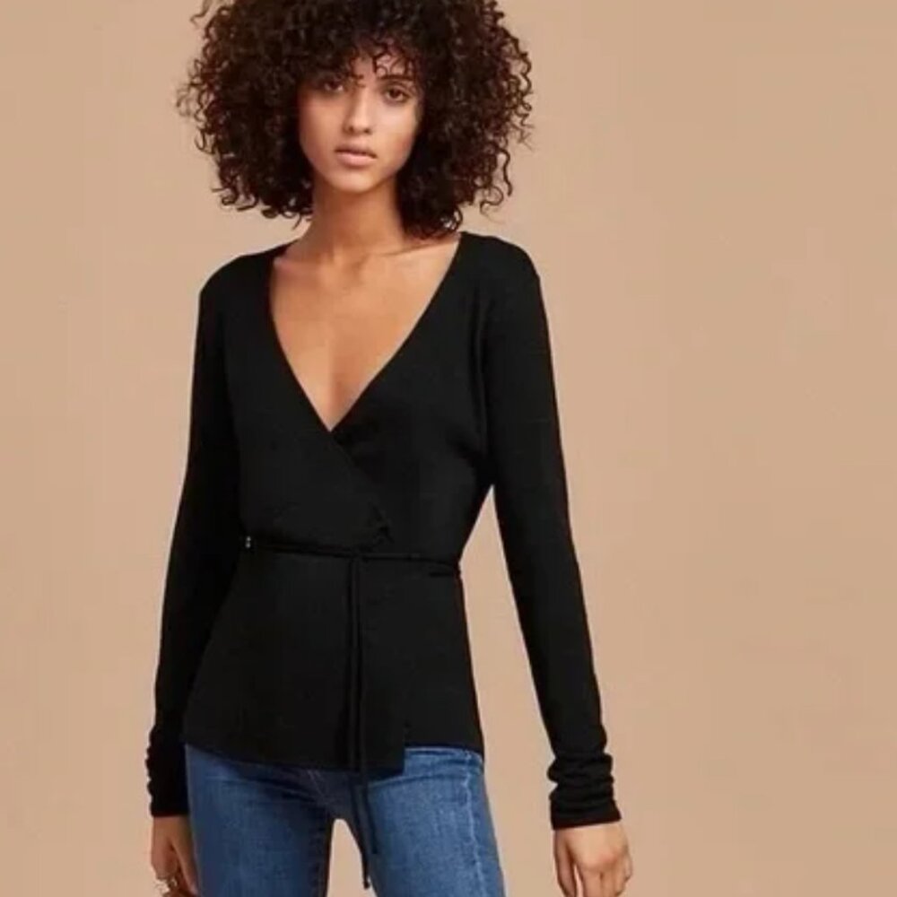 Aritzia Wilfred Free Katsia Longsleeve Wrap Sweater